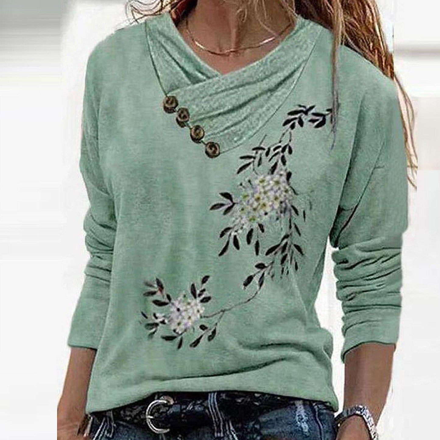 Fresh Long Sleeve Print Top